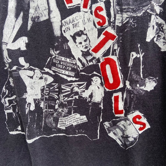Vintage 80s Sex Pistols T-Shirt Mens Medium Sleeveless Distressed Music Band Tee - Picture 7 of 11